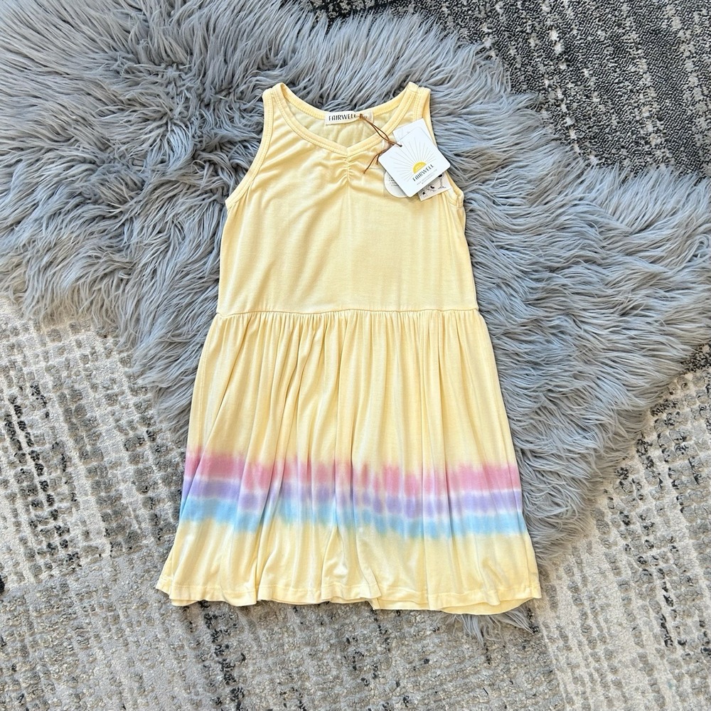 Fairwell Girls Buttercream Yellow Multicolor Tie Dye Dancer Dress Size 12Y ($64)